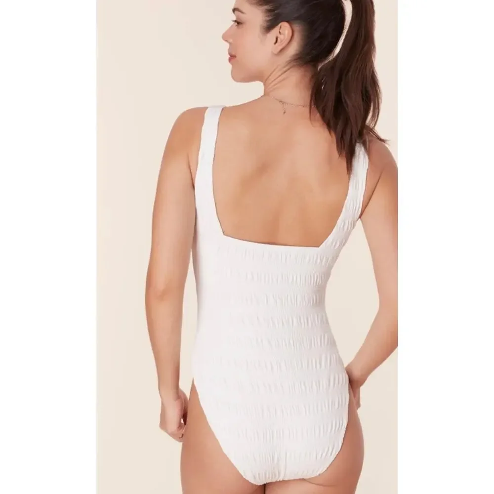 Andie Swim The Miami Shirred One-Piece in White M NWT